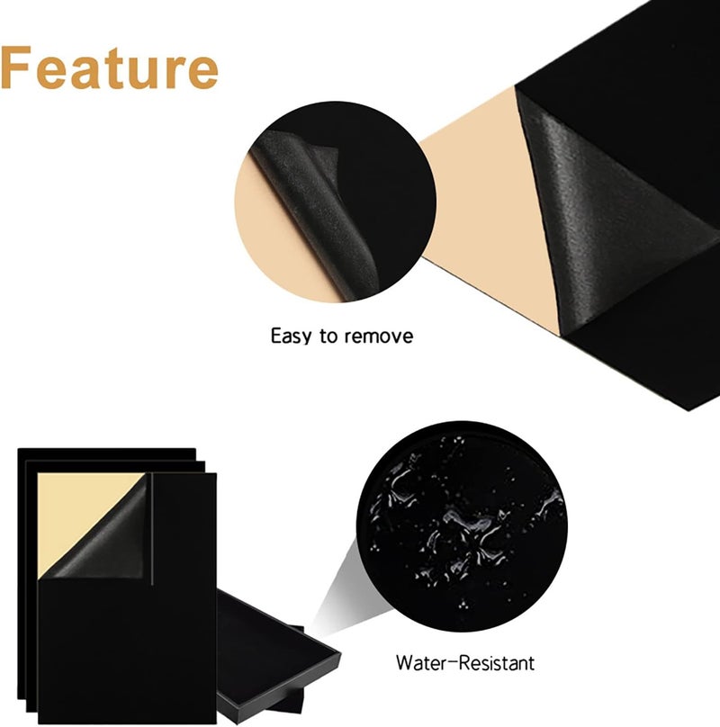 YaoHui 3-Pack Self-Adhesive Felt Sheets, Peel & Stick, A4 Size (8.3" x 11.8", Black) - Image 3